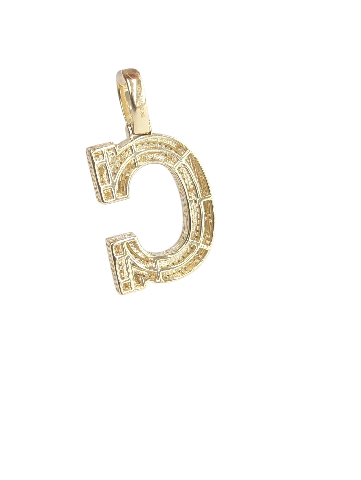 REAL DIAMOND 10KT TWO TONE BLOCK LETTER A- Z PENDANT