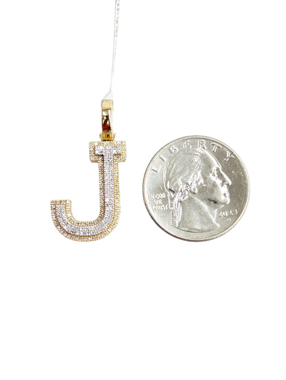 REAL DIAMOND 10KT TWO TONE BLOCK LETTER A- Z PENDANT