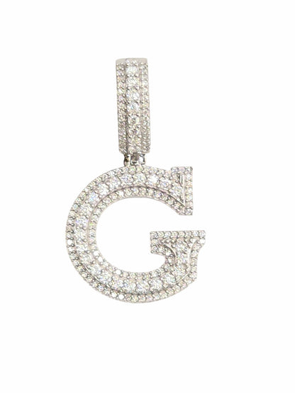 925 Sterling Silver Moissanite Diamond Initial A to Z Pendant