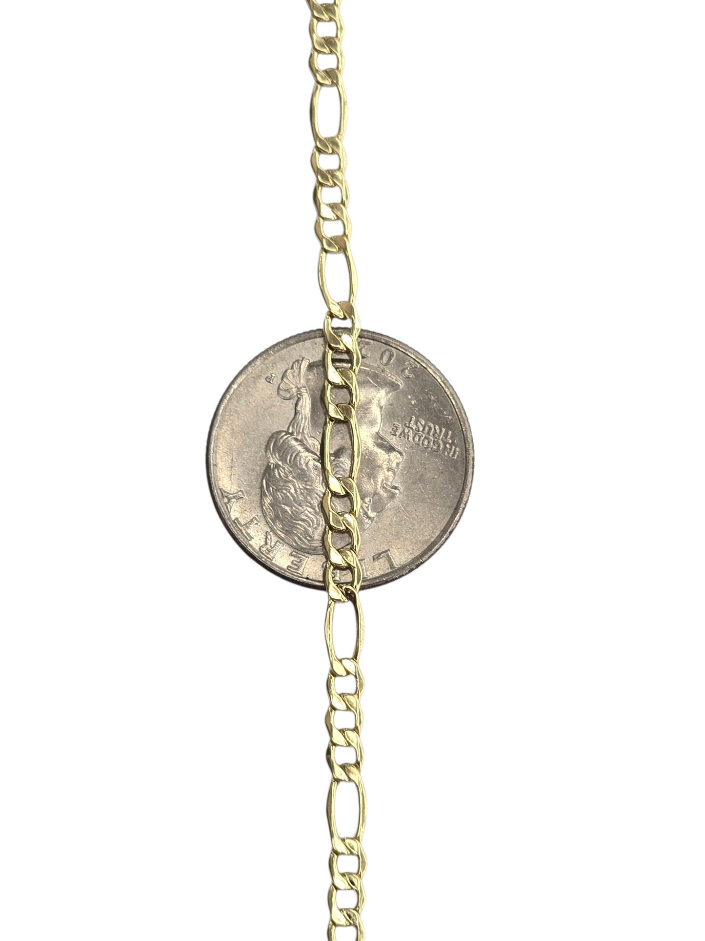 10KT REAL GOLD FIGARO CHAIN 3.7MM FOR MEN AND WOMEN