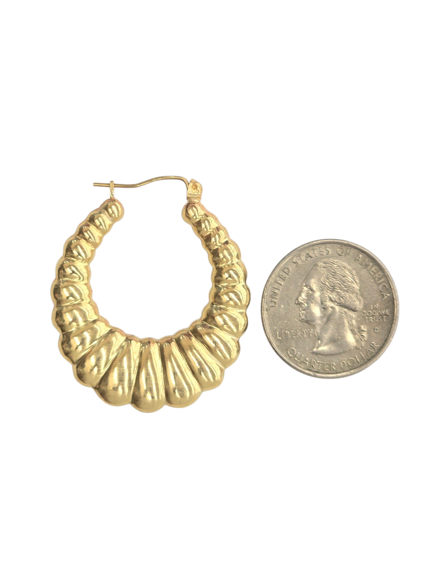 10KT REAL GOLD SHRIMP STYLE HOOP EARRING FOR WOMEN