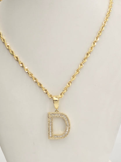 REAL DIAMOND 10KT GOLD BLOCK LETTER INITIAL A TO Z FOR MEN AND WOMEN
