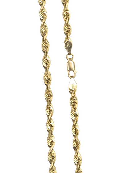 14KT REAL GOLD SPARKLE ROPE CHAIN 4MM
