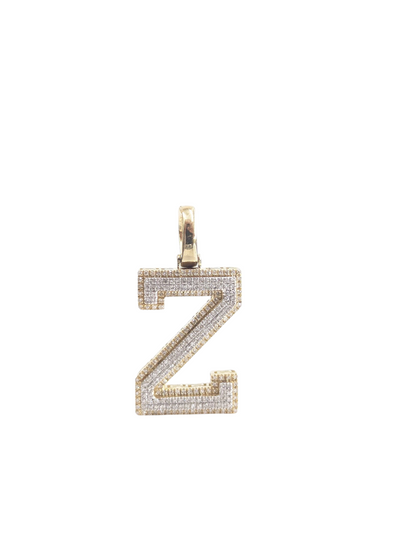 REAL DIAMOND 10KT TWO TONE BLOCK LETTER A- Z PENDANT