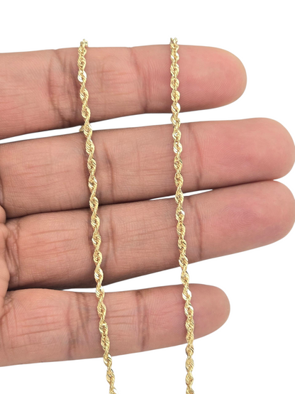 10KT REAL GOLD ROPE CHAIN 2.2MM