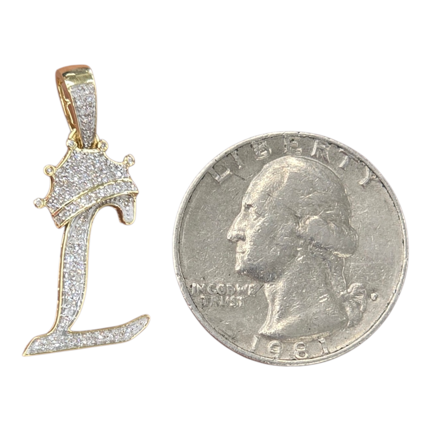 REAL NATURAL DIAMOND 10KT GOLD INITIAL A TO Z PENDANT