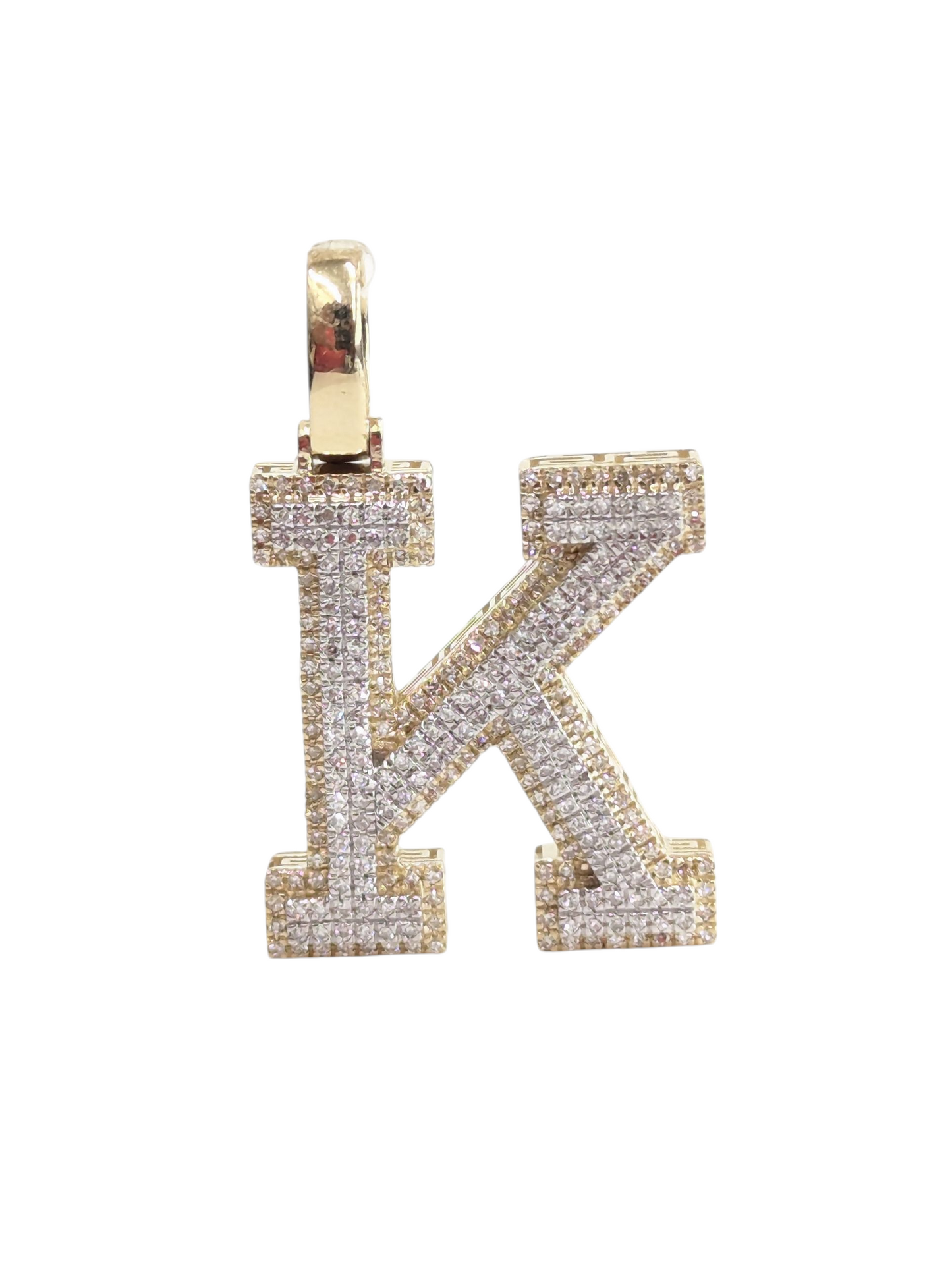REAL DIAMOND 10KT TWO TONE BLOCK LETTER A- Z PENDANT