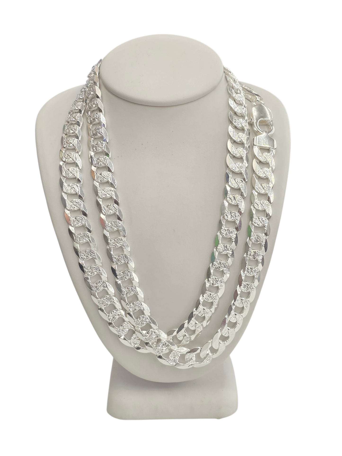 925 STERLING SILVER CUBAN CURB DIAMOND CUT CHAIN 9.2 MM FOR MEN AND WOMEN