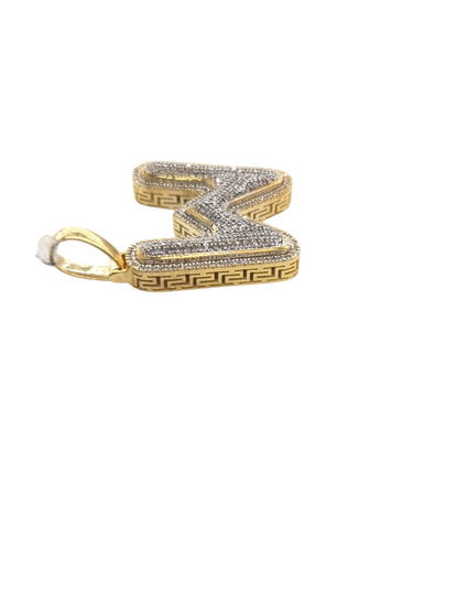 REAL DIAMOND 10KT TWO TONE BUBBLE LETTER A- Z PENDANT