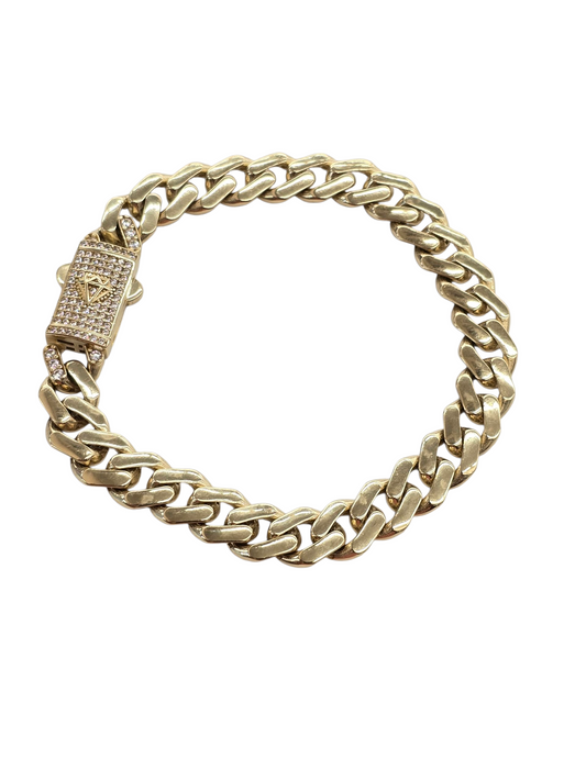 10KT REAL GOLD MONACO STYLE BRACELET 9.2 MM