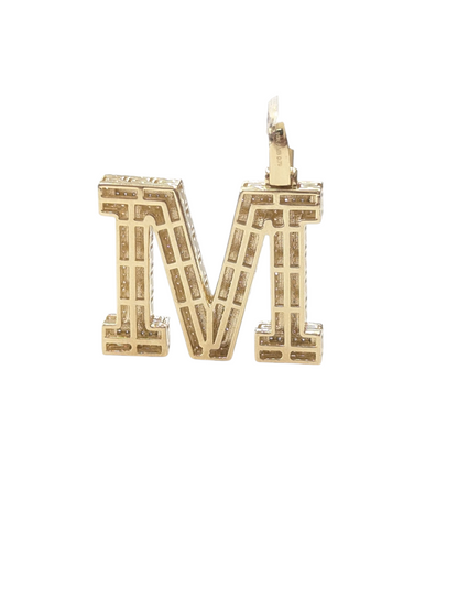 REAL DIAMOND 10KT TWO TONE BLOCK LETTER A- Z PENDANT