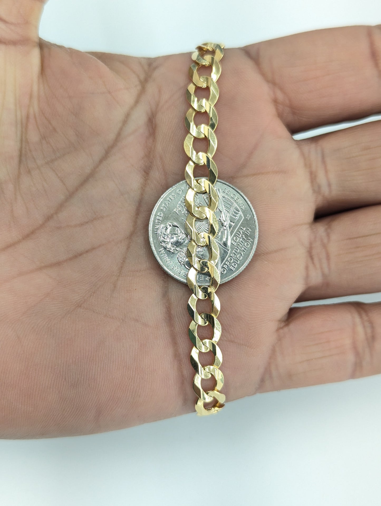 10KT REAL GOLD SOLID CUBAN CURB BRACELET