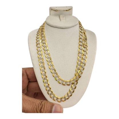 14KT REAL GOLD SOLID CUBAN DIAMOND CUT CHAIN 7 MM