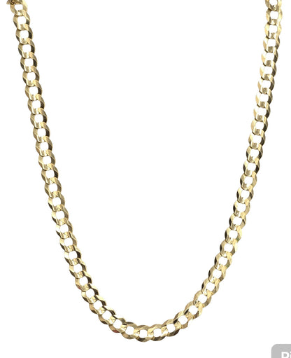 14KT REAL GOLD SOLID CUBAN CURB CHAIN 7 MM