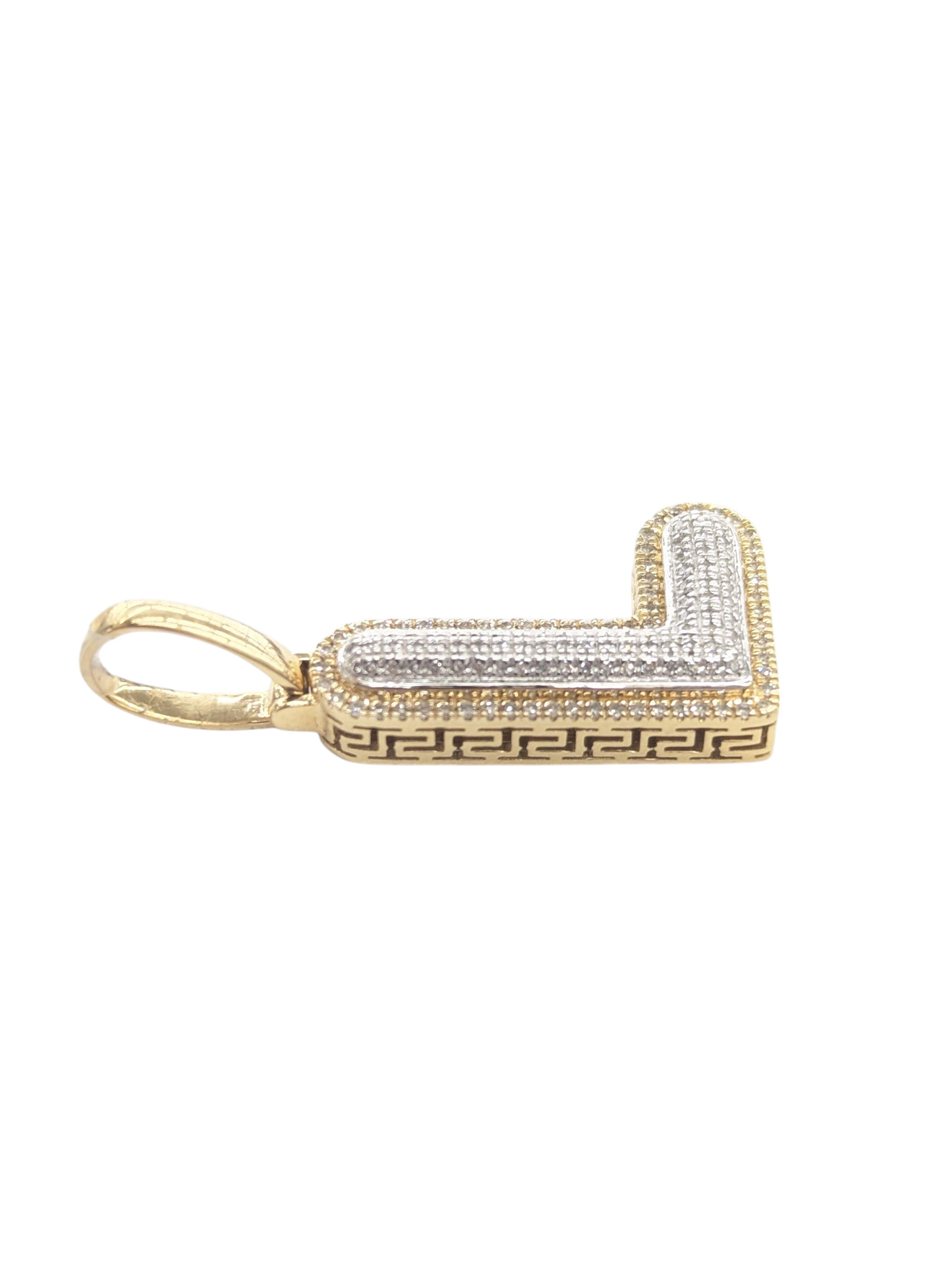 REAL DIAMOND 10KT TWO TONE BUBBLE LETTER A- Z PENDANT