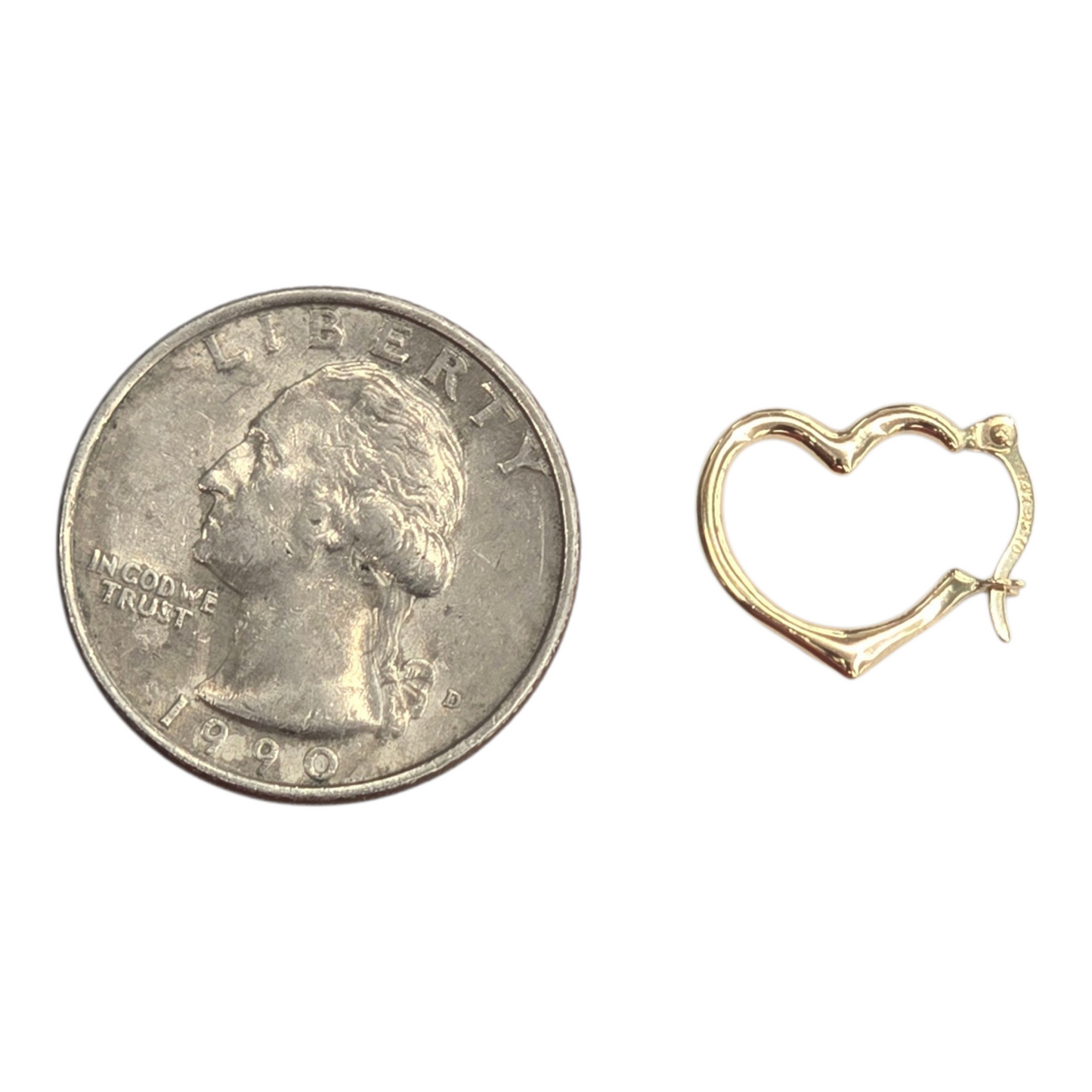 14KT REAL GOLD HEART STYLE HOOP EARRING