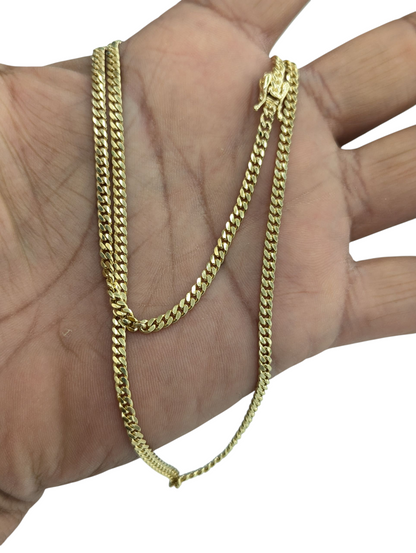 10KT REAL GOLD SOLID MIAMI CUBAN CHAIN 3MM