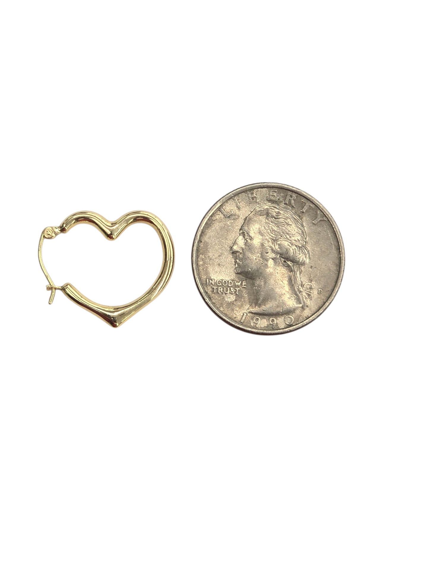 14KT REAL GOLD HEART STYLE HOOP EARRING