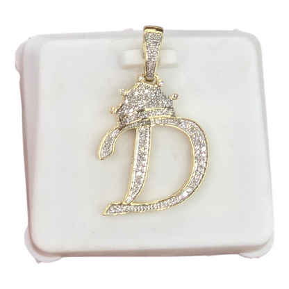 REAL NATURAL DIAMOND 10KT GOLD INITIAL A TO Z PENDANT