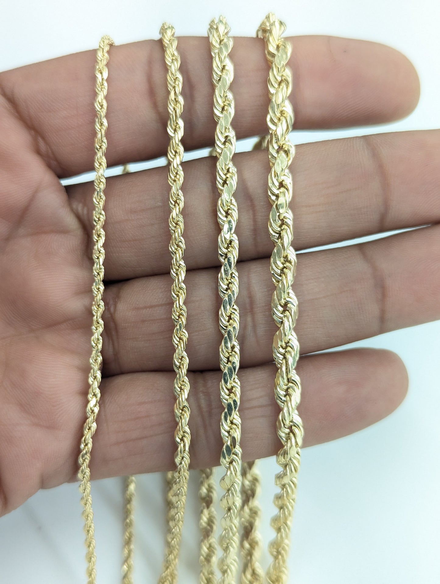 10kt Real Gold Hollow Rope Chain 2mm 3mm 4mm 5mm