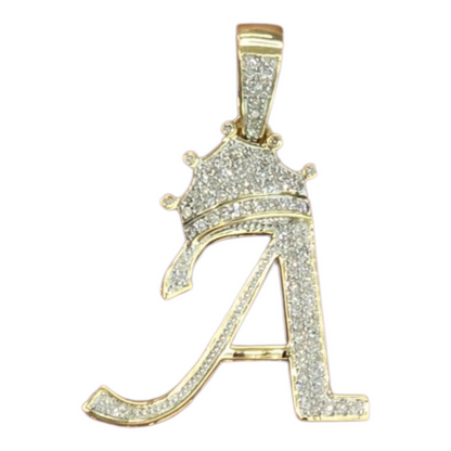 REAL NATURAL DIAMOND 10KT GOLD INITIAL A TO Z PENDANT