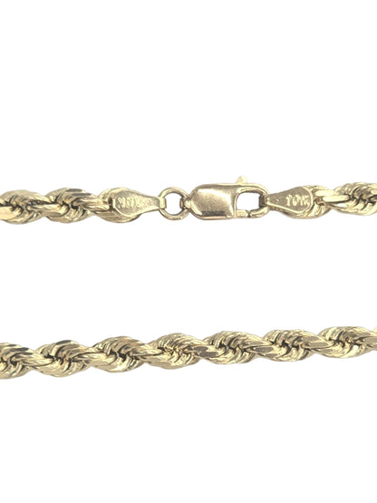 10KT REAL YELLOW GOLD SOLID ROPE CHAIN 4MM FOR MEN AND WOMEN