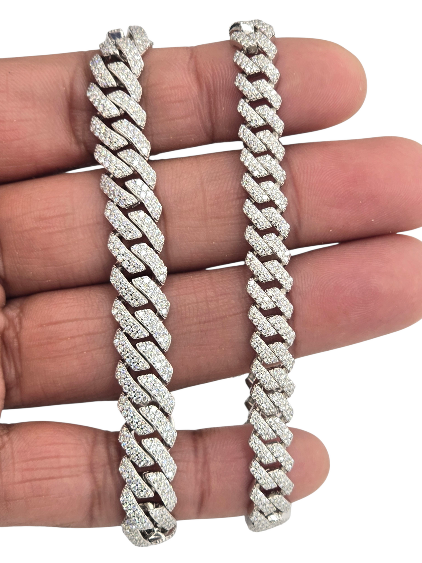 925 STERLING SILVER MOISSANITE DIAMOND BRACELET 8MM AND 10 MM 8 INCHES