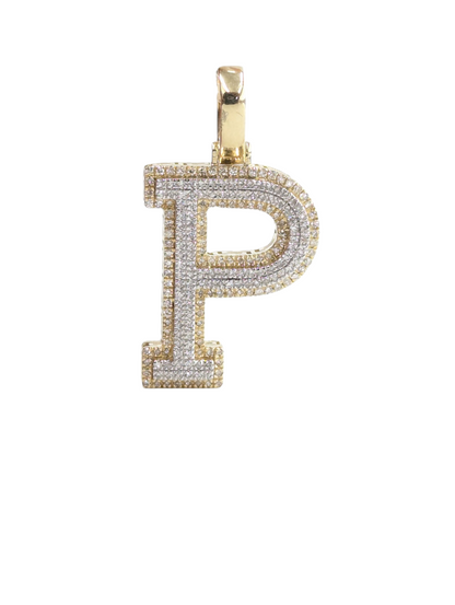 REAL DIAMOND 10KT TWO TONE BLOCK LETTER A- Z PENDANT