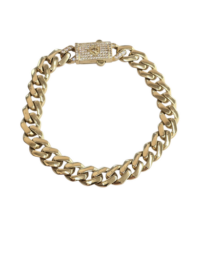 10KT REAL GOLD MONACO STYLE BRACELET 9.2 MM