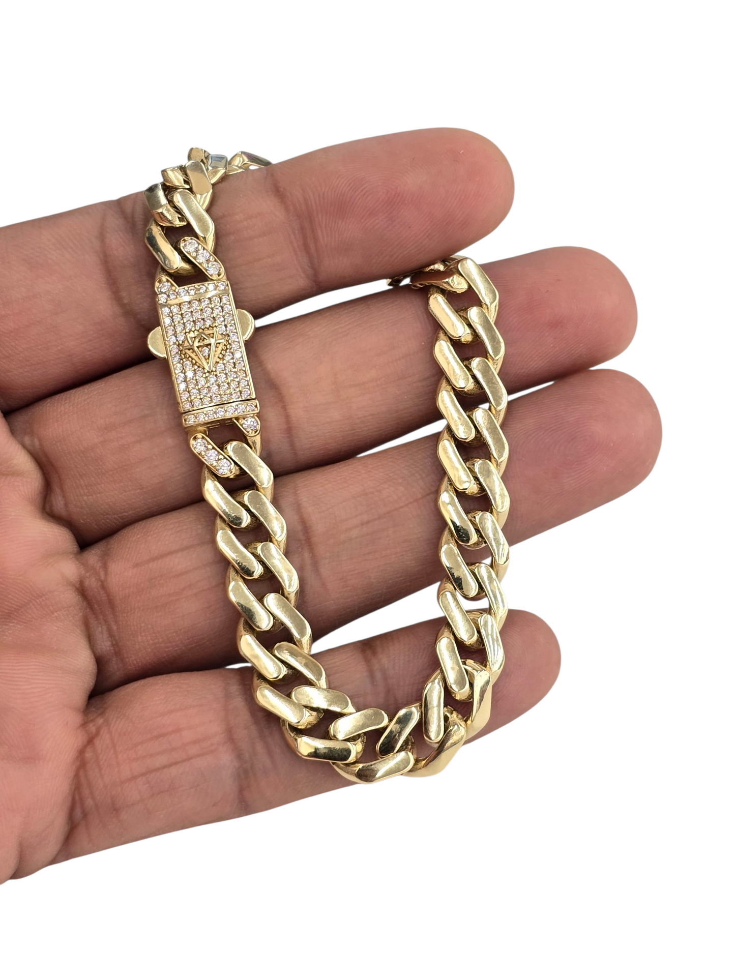 10KT REAL GOLD MONACO STYLE BRACELET 9.2 MM