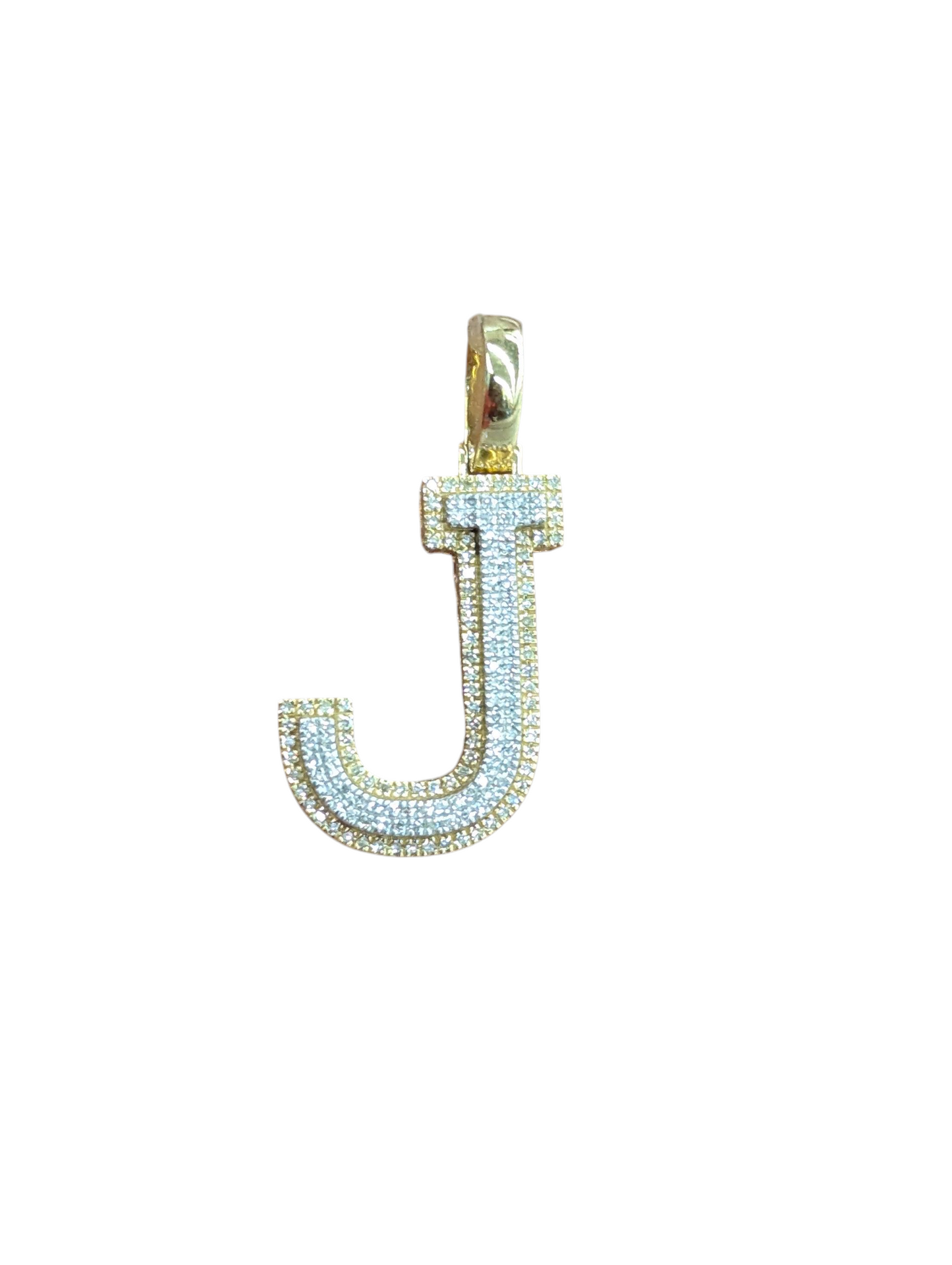 REAL DIAMOND 10KT TWO TONE BLOCK LETTER A- Z PENDANT