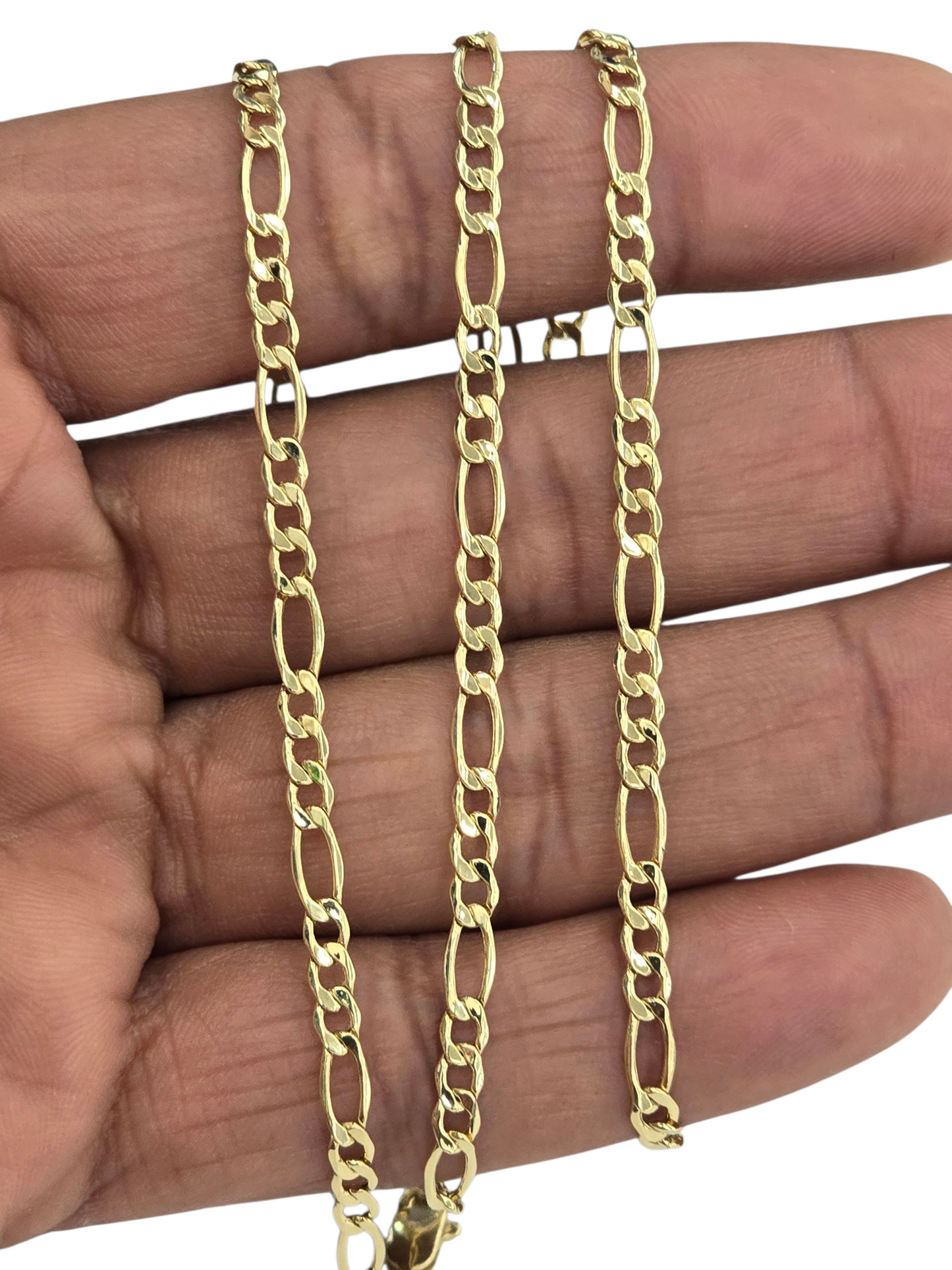 10KT REAL GOLD FIGARO CHAIN 3.7MM FOR MEN AND WOMEN