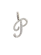 Real Natural Diamond 10kt Yellow Gold Cursive Letter A - Z Pendant