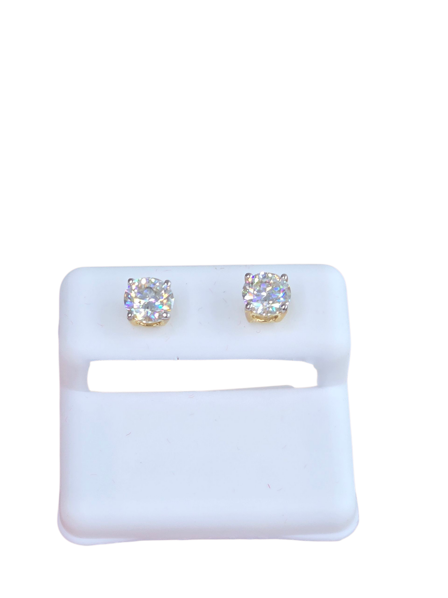 10KT REAL GOLD MOISSANITE DIAMOND STUD EARRING 2 CT