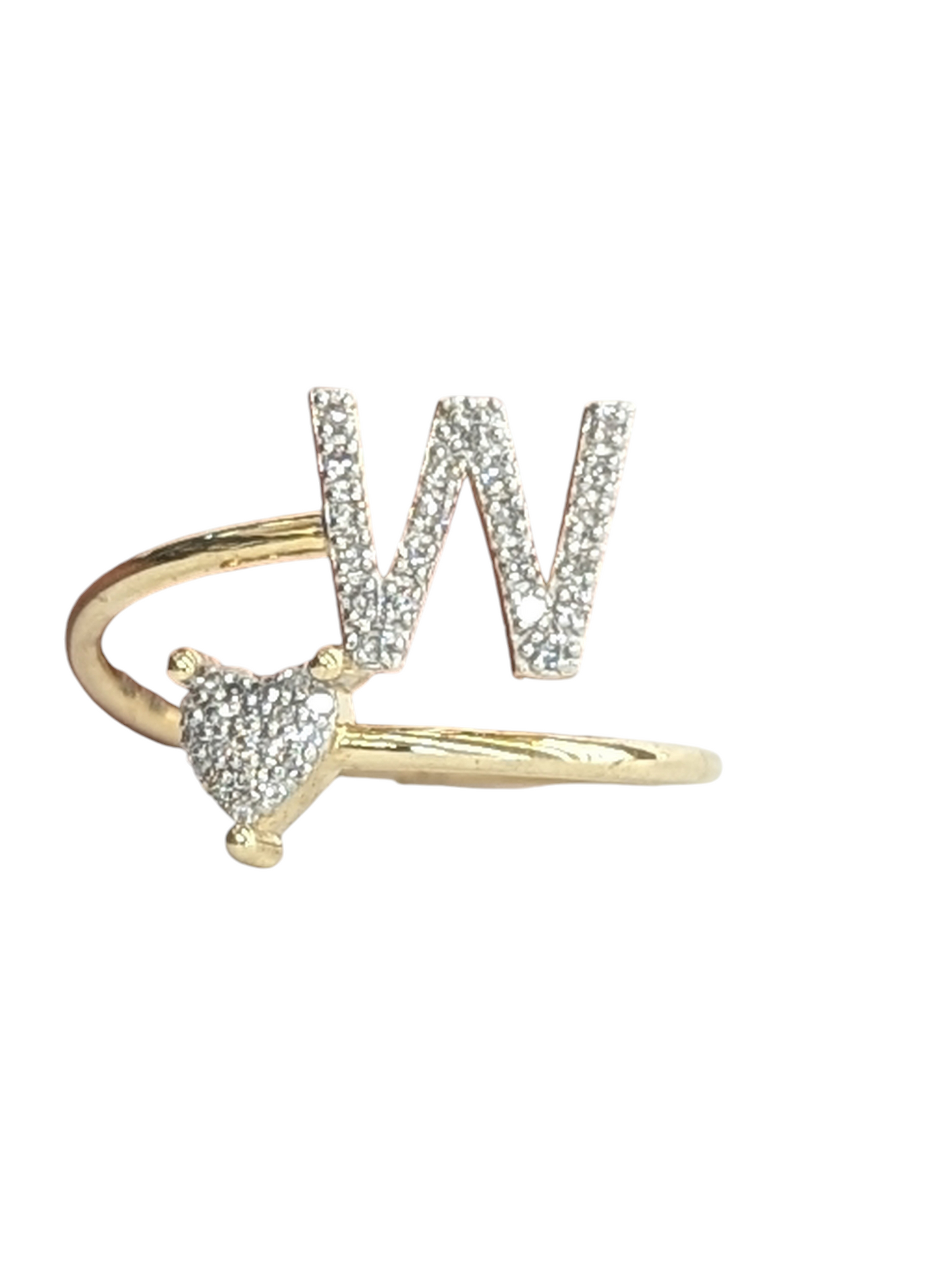 Real Diamond 10kt Yellow Gold Initial Ring For Women