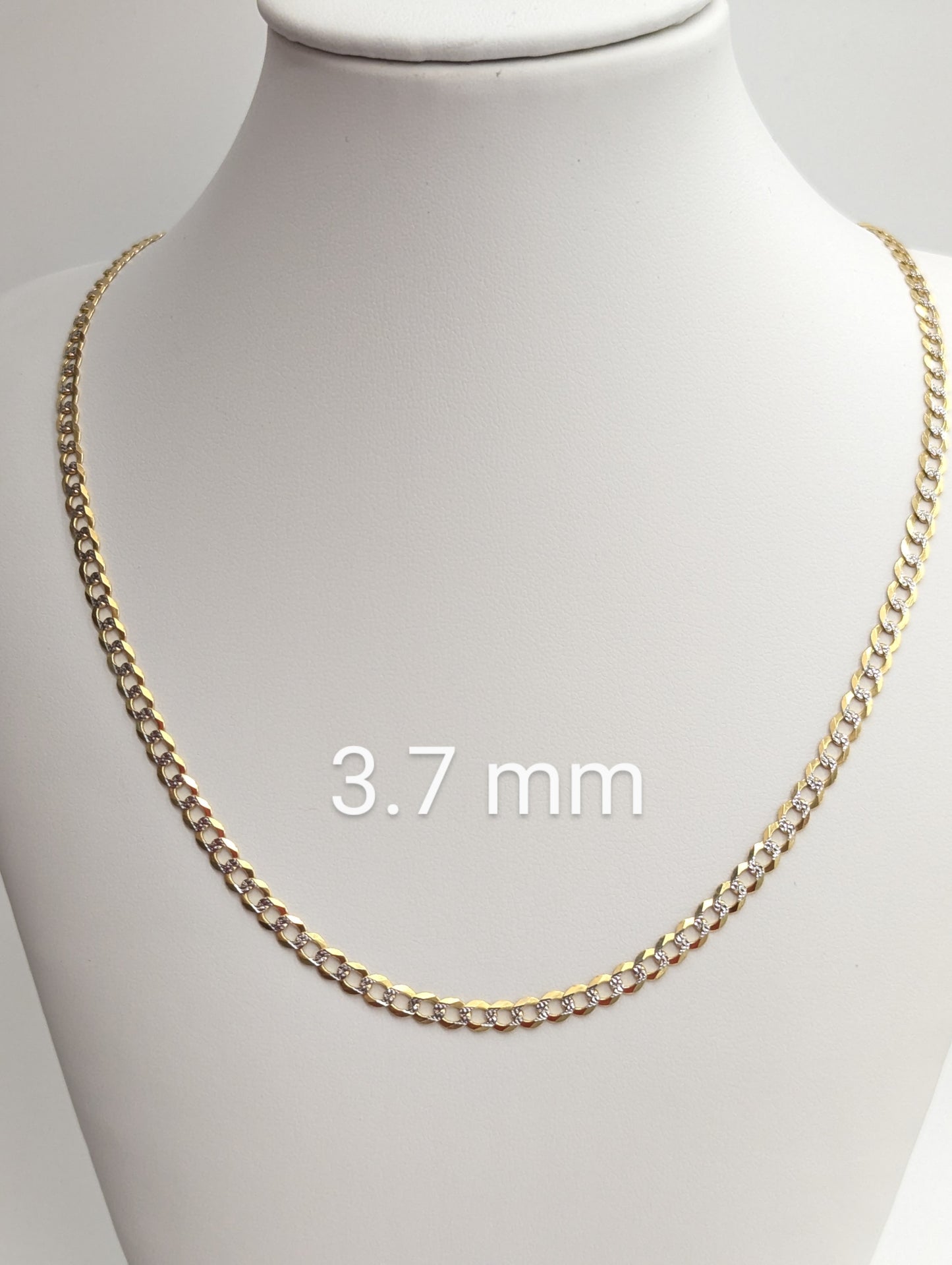 14kt Real Solid Gold Cuban Curb Diamond Cut Chain 3.7 mm 4.7 mm 5.7 mm