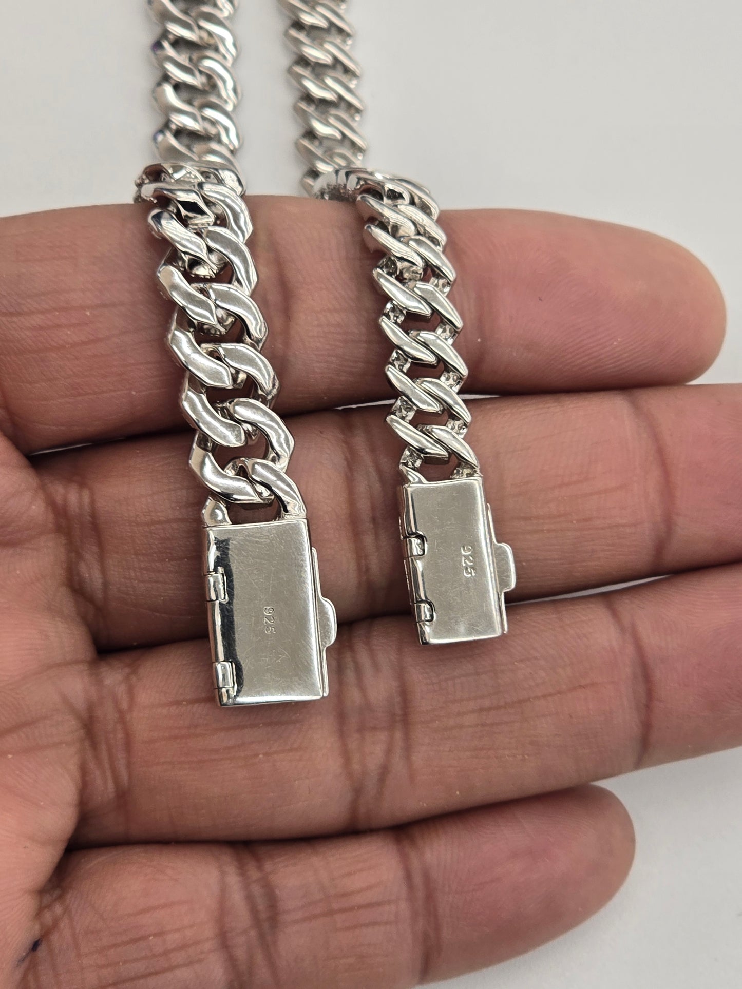925 STERLING SILVER MOISSANITE DIAMOND BRACELET 8MM AND 10 MM 8 INCHES