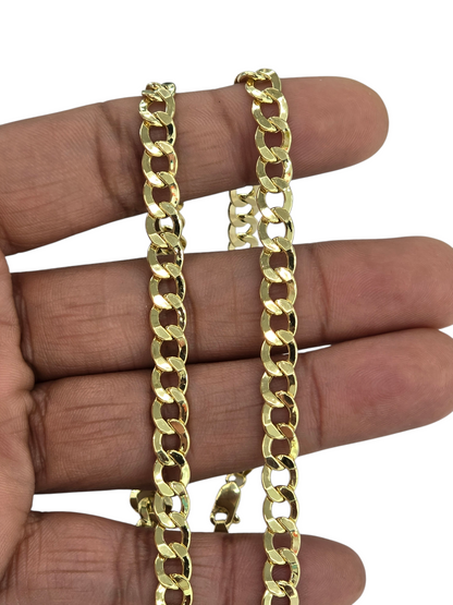 10KT REAL GOLD CUBAN CURB CHAIN 6.5MM