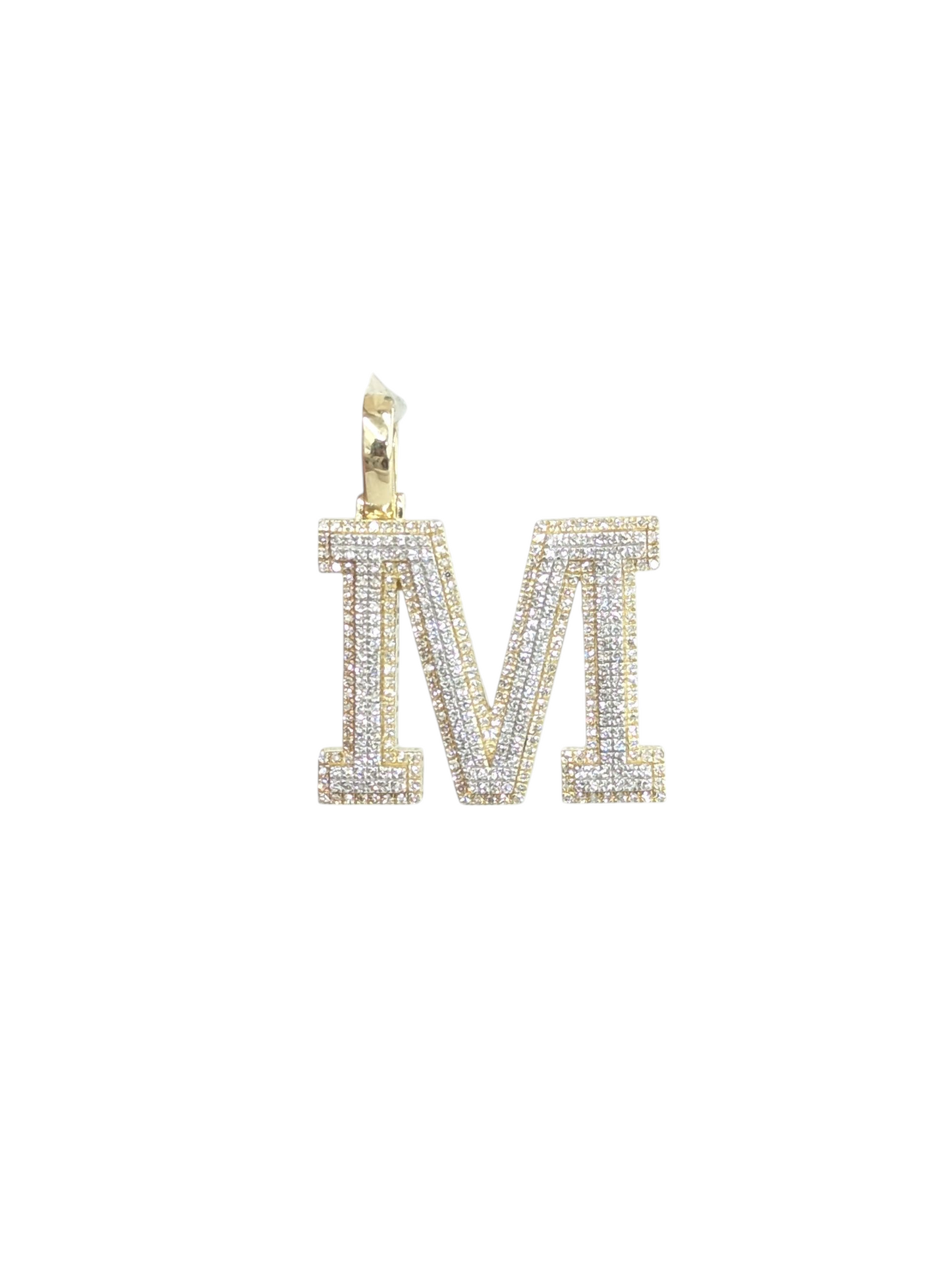 REAL DIAMOND 10KT TWO TONE BLOCK LETTER A- Z PENDANT