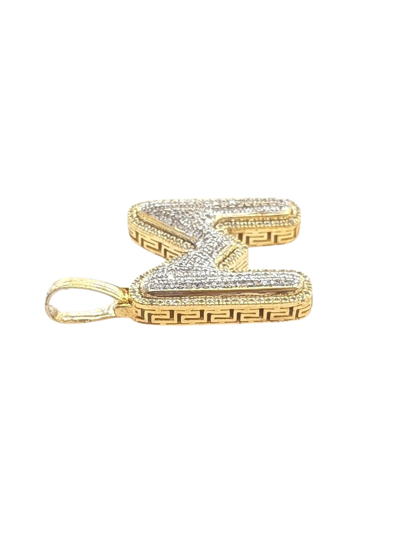 REAL DIAMOND 10KT TWO TONE BUBBLE LETTER A- Z PENDANT
