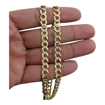 14KT REAL GOLD SOLID CUBAN DIAMOND CUT CHAIN 7 MM
