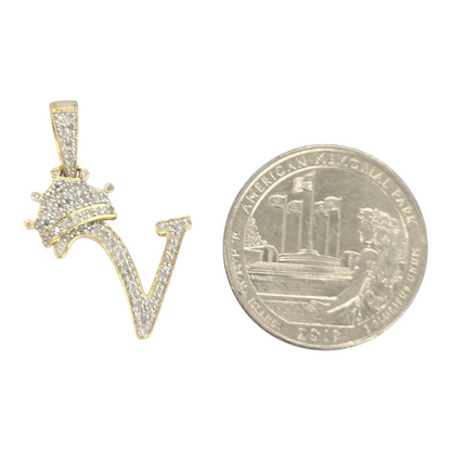 REAL NATURAL DIAMOND 10KT GOLD INITIAL A TO Z PENDANT