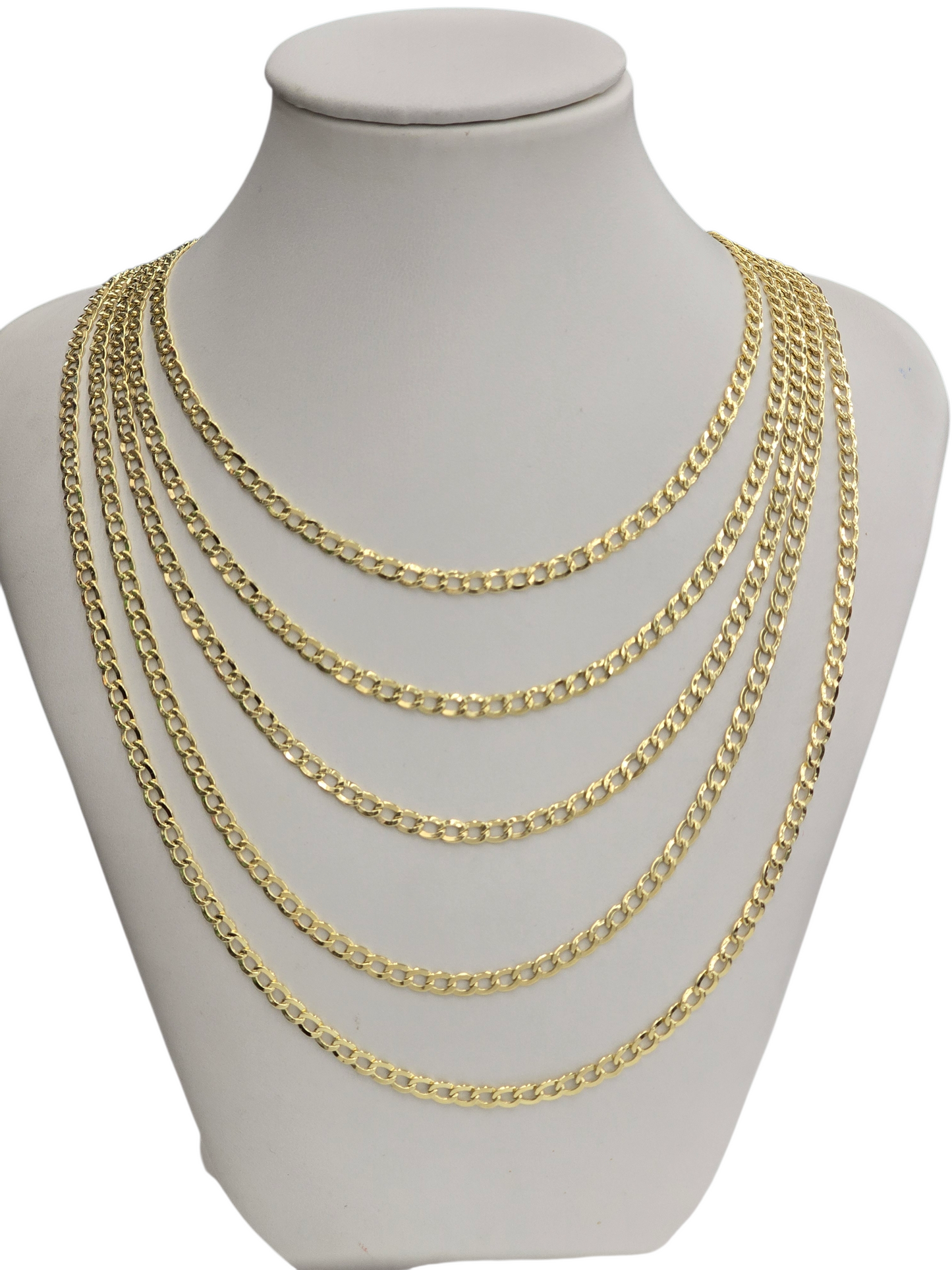10KT REAL GOLD CUBAN CURB CHAIN 3.5 MM FOR MEN AND WOMEN