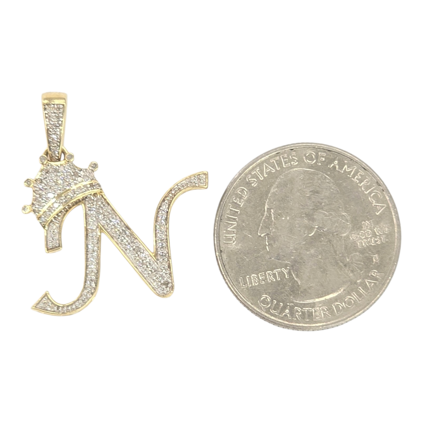 REAL NATURAL DIAMOND 10KT GOLD INITIAL A TO Z PENDANT