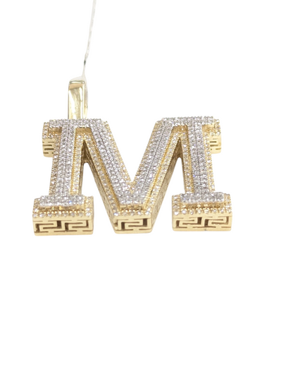 REAL DIAMOND 10KT TWO TONE BLOCK LETTER A- Z PENDANT