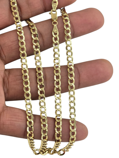 10KT REAL GOLD CUBAN CURB CHAIN 4.5 MM