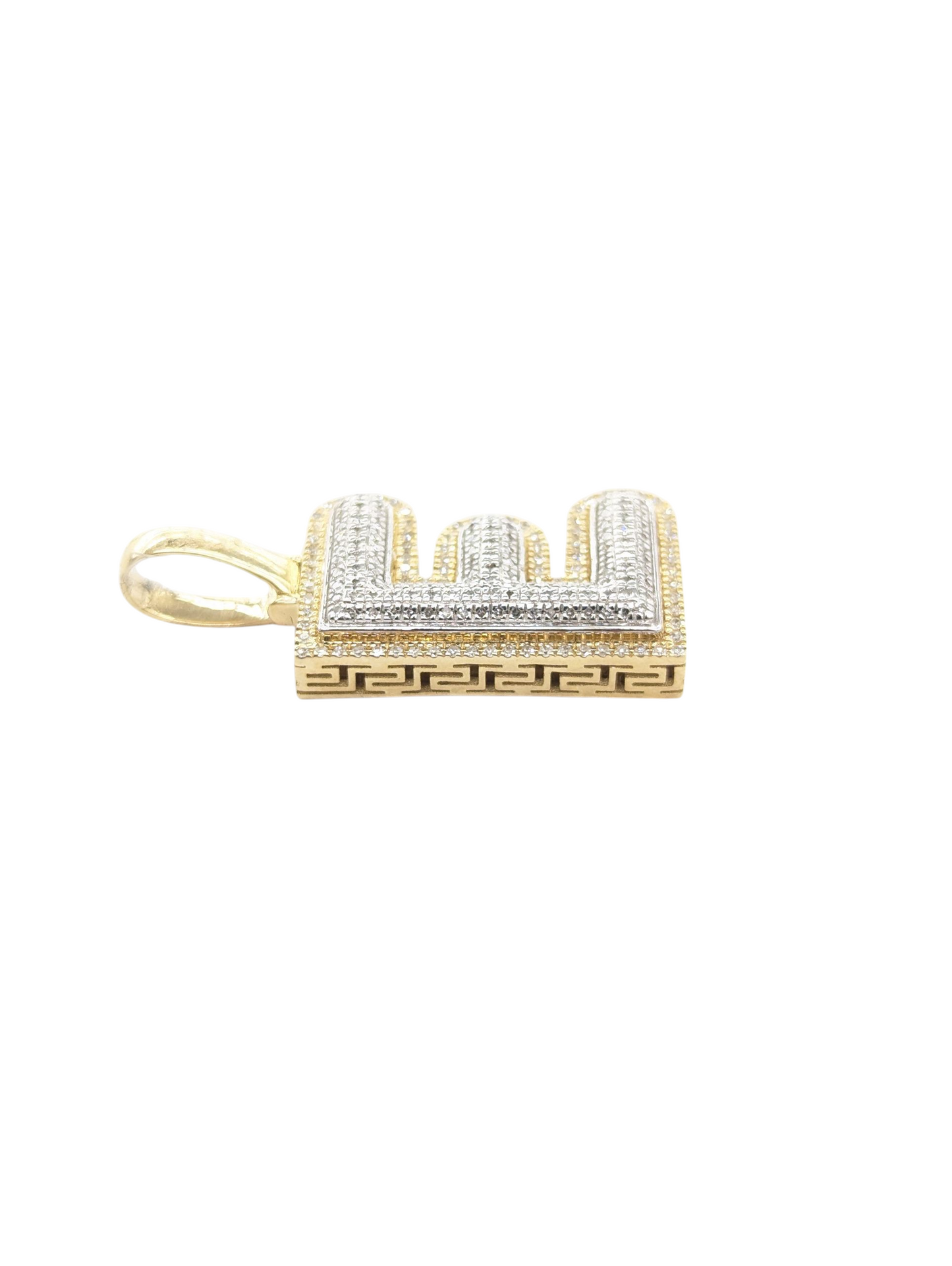 REAL DIAMOND 10KT TWO TONE BUBBLE LETTER A- Z PENDANT