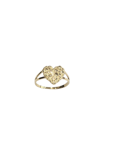 10KT REAL GOLD HEART NUGGET RING