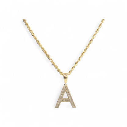 REAL DIAMOND 10KT GOLD BLOCK LETTER INITIAL A TO Z FOR MEN AND WOMEN