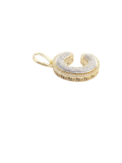 REAL DIAMOND 10KT TWO TONE BUBBLE LETTER A- Z PENDANT